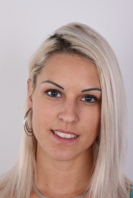 Platinum blonde amateur Beata reveals pussy piercing after getting undressed 70981539