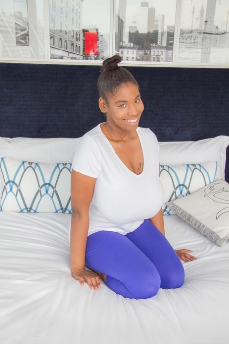 Thick black chick unleashes her huge saggy boobs in her underwear 64833809