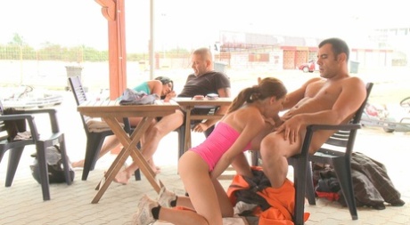Two couples play sex games after meeting up at a go kart track 90924411