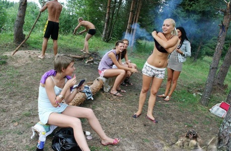 College students engage in group sex while hanging out by a river 54815913