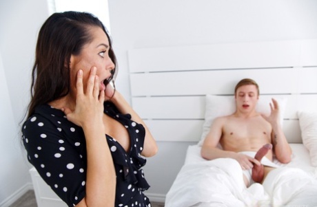 Brunette MILF Crystal Rush hops on a large cock after coming upon it 38882403
